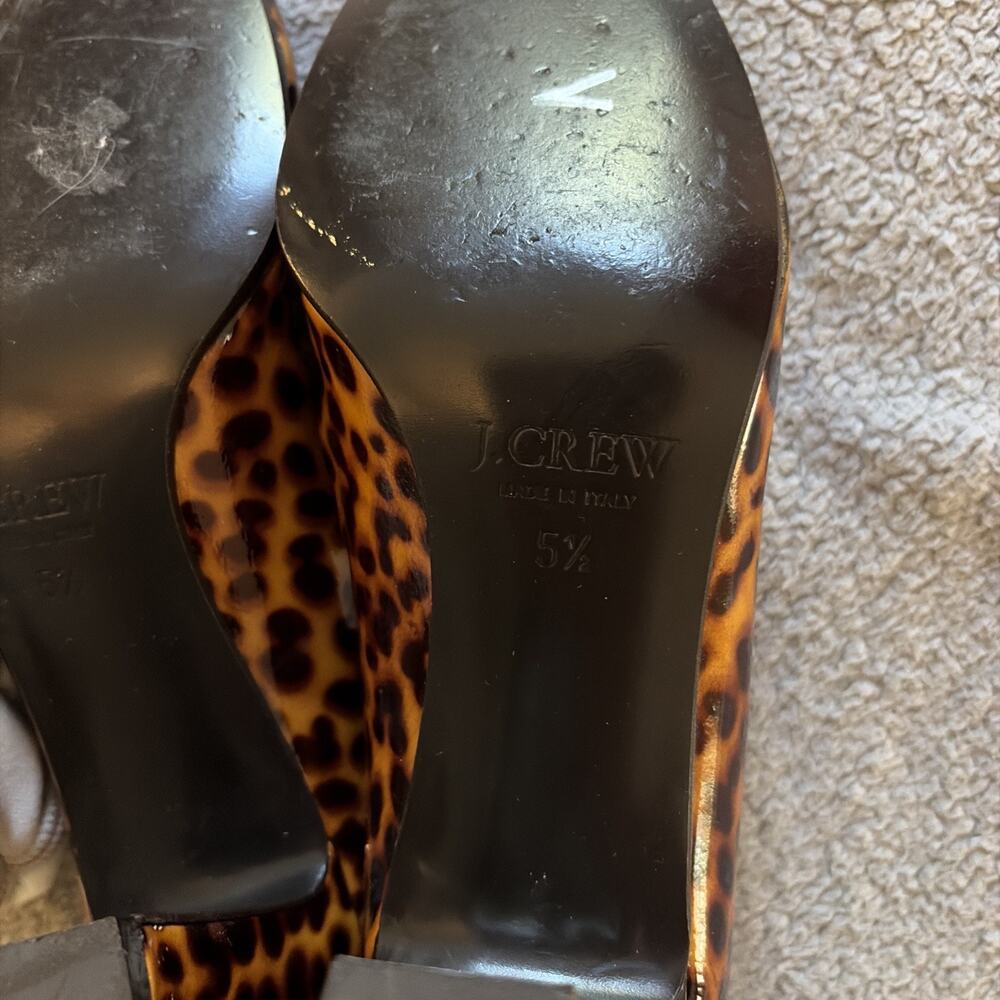 J. Crew Leopard Print Patent Leather Heels Pumps 5.5 Made in Italy Unique Preppy - Picture 7 of 15